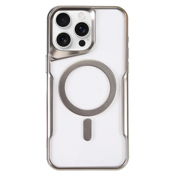Apple iPhone 16 Pro Kılıf Boyi Magsafe Silikon Kapak - Gümüş