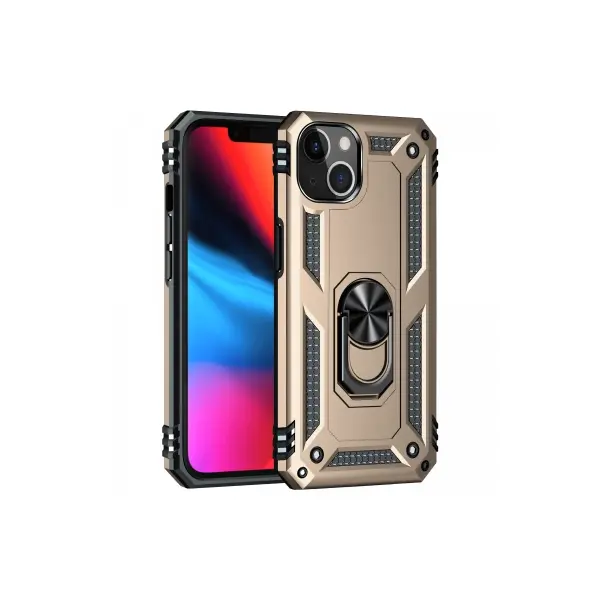 Apple iPhone 13 Kılıf Sofya Yüzüklü Silikon Kapak - Gold