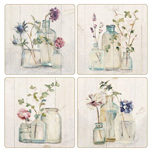 “Birch'te Çiçek” emici bardak altlığı, 10,16 cm, çok renkli, 4'lü set