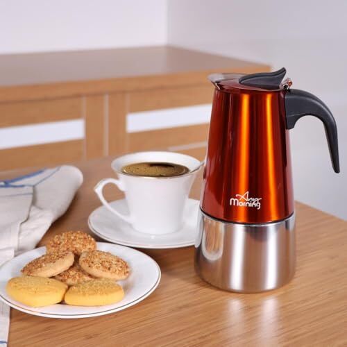 300 ml Paslanmaz Çelik Moka Pot, İndüksiyon Uyumlu, Bakır Rengi FE001-6