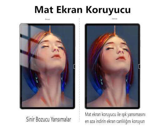 Samsung Galaxy Tab S8 ile Uyumlu Mat Ekran Koruyucu 9H Temperli Kırılmaz Esnek Nano Cam, Parmak İzi Bırakmayan Yansıma ve Parlama Önleyici Koruma