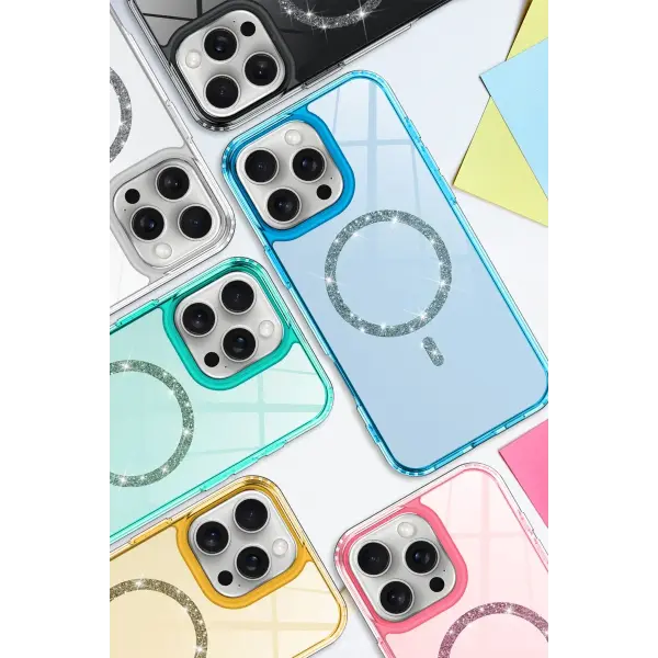 Apple iPhone 16 Pro Max Live Diamond Magsafe Kapak - Şeffaf