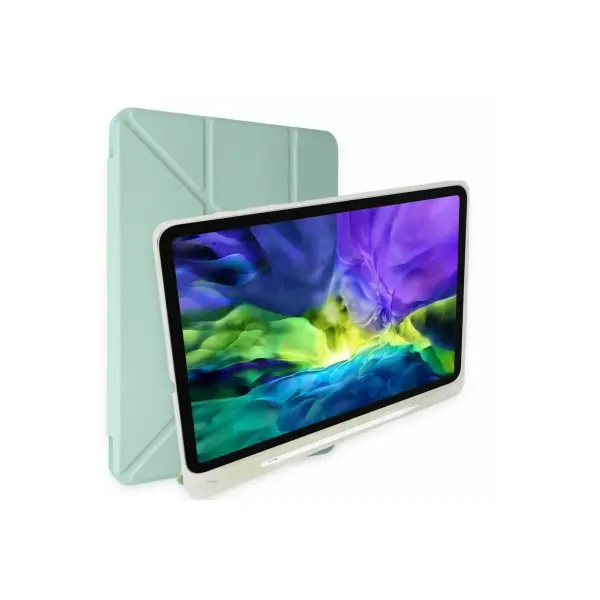 Apple iPad 10.2 (8.nesil) Kılıf Kalemlikli Mars Tablet Kılıfı - Açık Yeşil