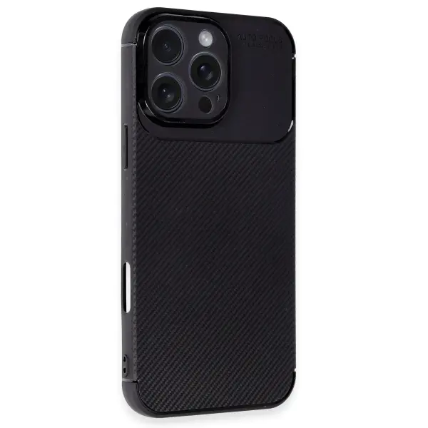 Apple iPhone 16 Pro Kılıf Auto Focus Karbon Kapak - Siyah