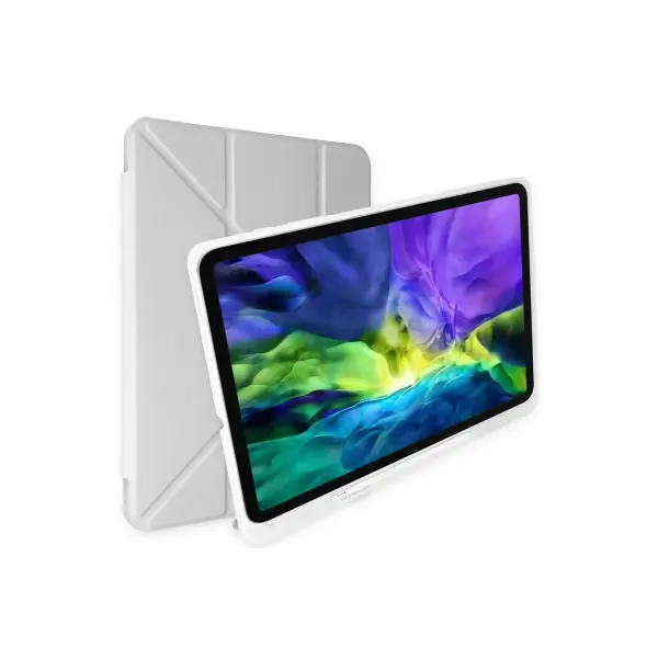 Apple iPad 10.2 (8.nesil) Kılıf Kalemlikli Mars Tablet Kılıfı - Gri