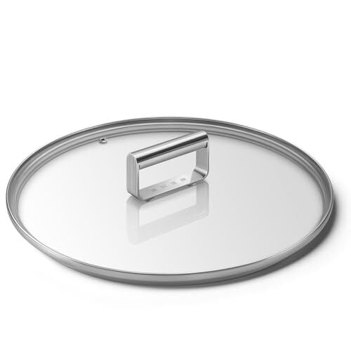 CKFL2801 Sertleştirilmiş Camdan Düz Kapak, 28 cm, Paslanmaz Çelik Sap, Buhar Çıkışı, Tencerelerle Uyumlu, 29,5 x 29,5 x 5,7 cm