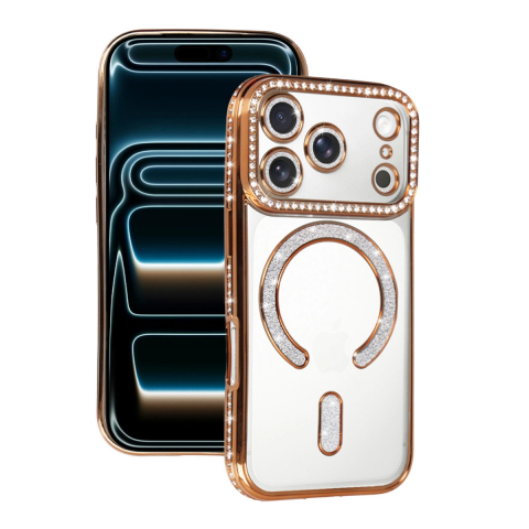 Apple İphone 17 Pro Joke Simli Magneticsafe Kılıf - Turuncu