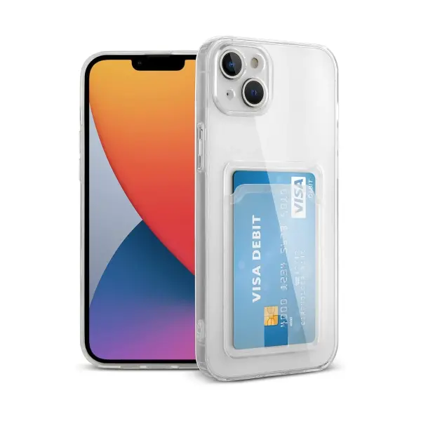 Apple iPhone 14 Kılıf Kart Şeffaf Silikon - Şeffaf