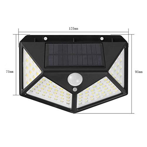 Solar lamba, 100 LED, Pır hareket sensörlü, dış duvar lambası, IP65, bahçe ve teras, 1 adet
