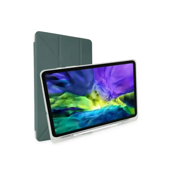 Apple iPad Pro 12.9 (2021) Kılıf Kalemlikli Mars Tablet Kılıfı - Koyu Yeşil