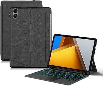 Xiaomi Redmi Pad 2 Pro/Poco Pad 12.1 ile Uyumlu Mag Touchpad Blutooth Işıklı RGB Standlı Türkçe Q Klavyeli Kılıfı