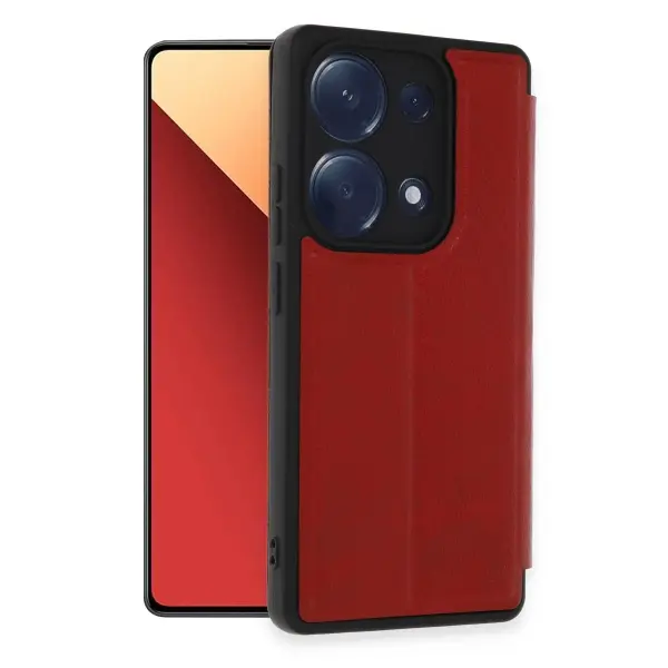 Xiaomi Redmi Note 13 Pro 4G Kılıf Flip Cover - Kırmızı