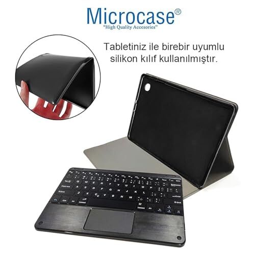 Samsung Galaxy Tab A9 Plus SM-X210 11 inch Tablet Bluetooth Touchpad Klavye + Standlı Suni Deri Kılıf -BKK5