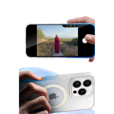 Apple İphone 16 Pro Pummel Shiny Magsafe Kapak - Pembe