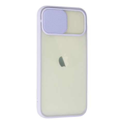 Apple İphone 12 Kılıf Palm Buzlu Kamera Sürgülü Silikon - Lila