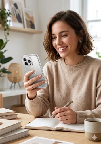 Düşme Çarpma Korumalı Darbe Emici Gelişmiş Kamera Korumalı UV Işıklarına Dayanıklı Çizilmez Metal Toz Filtreli Kristal A Kalite Şeffaf Telefon Kılıfı Evoclear (Iphone 14 Promax ile Uyumlu)