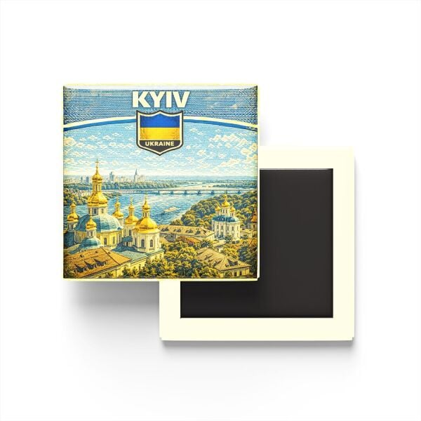 Retro Ukrayna Kiev Şehri Temalı Vintage Buzdolabı Magneti, 9x9 cm