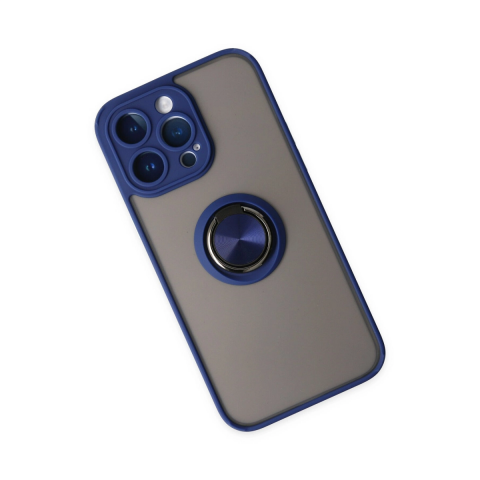 Apple İphone 14 Pro Kılıf Montreal Yüzüklü Silikon Kapak - Lacivert