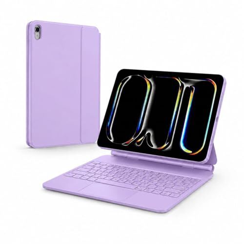 Apple iPad 11 A16 11.Nesil/10.nesil 2022/2025 Uyumlu X8 Magic Touchpad Işıklı Türkçe Q Klavyeli Kılıf, A3355 A3354, Lila