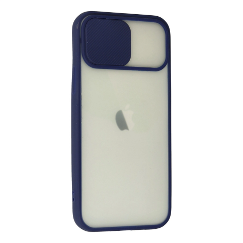 Apple İphone 12 Kılıf Palm Buzlu Kamera Sürgülü Silikon - Lacivert