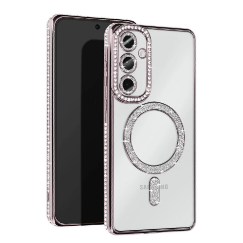 Samsung Galaxy S25 Kılıf Joke Simli Magneticsafe Kılıf - Gümüş