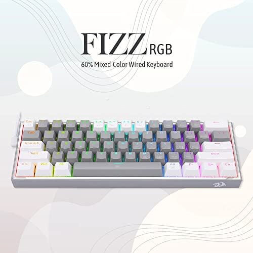 K617-RGB 16,8 Milyon RGB Aydınlatma, Red Switch Fizz%60 Q Türkçe Kablolu Mekanik Oyuncu Klavyesi, Gri Beyaz