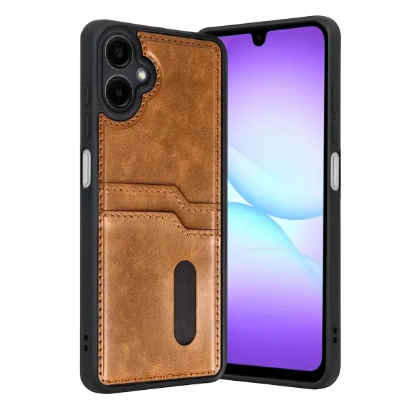 Samsung Galaxy A07 4G Sara Kartvizitli Deri Kılıf - Taba
