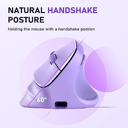 Ergonomik Kablosuz Dikey Fare, RGB Arkadan Aydınlatmalı, Şarj Edilebilir, Bluetooth (5.2 + 3.0) ve USB-A USB-C Adaptörlü, 4 Ayarlanabilir Dpı, Mac/Windows/Andriod/PC/Tablet/iPad Uyumlu