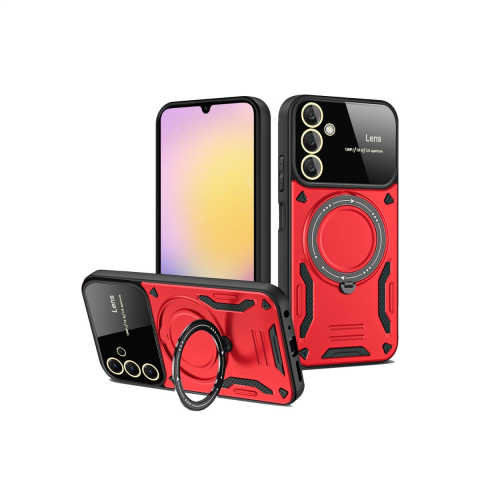 Samsung Galaxy A25 5g Kılıf Joy Lens Standlı Kapak - Kırmızı