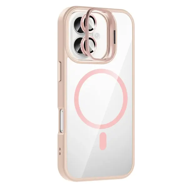 Joko Apple iPhone 16 Remim Lensli Magsafe Standlı Kapak - Pembe