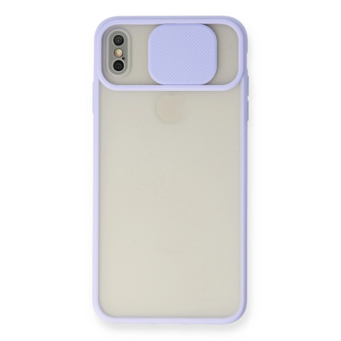 Apple İphone Xs Max Kılıf Palm Buzlu Kamera Sürgülü Silikon - Lila
