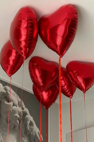 Kırmızı Kalp Folyo Balon Parlak 5 Adet 45 cm