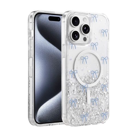Onegif Apple İphone 14 Pro Max Misk Simli Magsafe Kapak - Desen 3