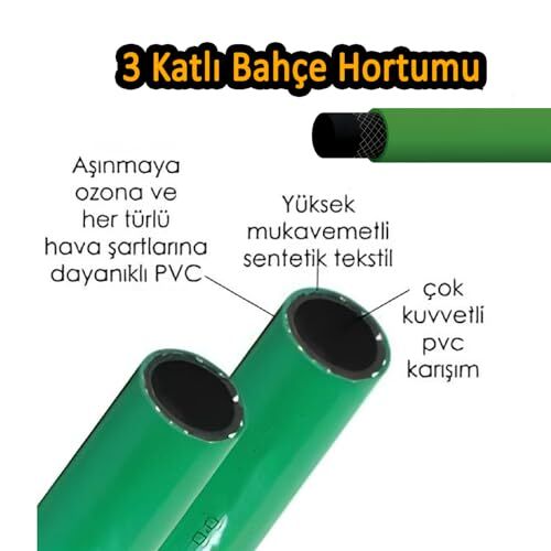 Termo Dayanıklı Katlı Çeşme 3 15 Metre 12.5 mm 1/2 Bahçe Hortumu