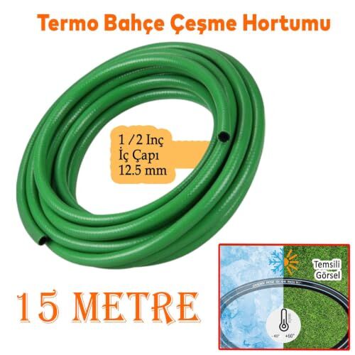 Termo Dayanıklı Katlı Çeşme 3 15 Metre 12.5 mm 1/2 Bahçe Hortumu