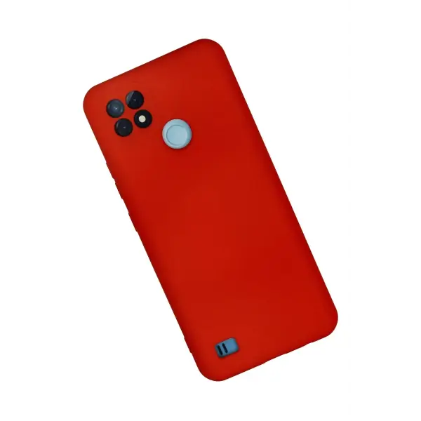 Realme C21 Kılıf Nano içi Kadife Silikon - Kırmızı