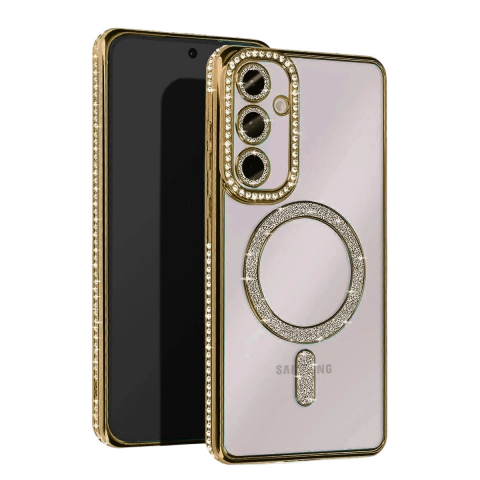 Samsung Galaxy A25 5g Joke Simli Magneticsafe Kılıf - Gold