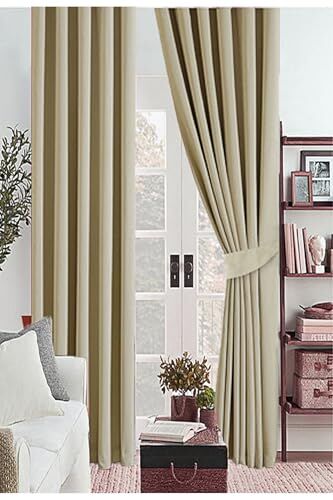 Bej Vizon Kalın Güneşlik Blackout Kararma Fon Perde Düz Dikim 380 x 200