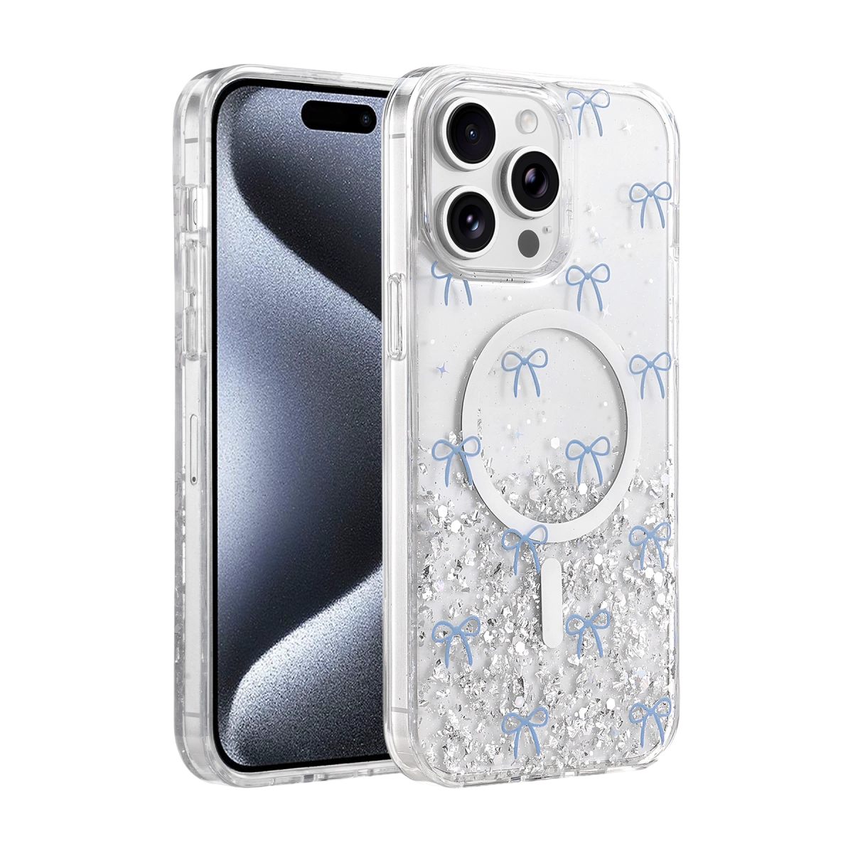 Onegif Apple İphone 15 Pro Max Misk Simli Magsafe Kapak - Desen 3