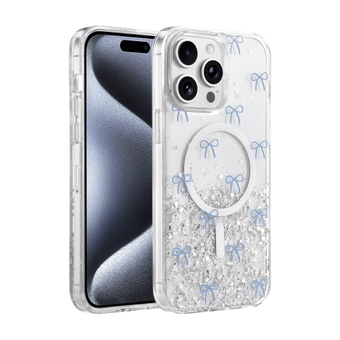Onegif Apple İphone 15 Pro Max Misk Simli Magsafe Kapak - Desen 3
