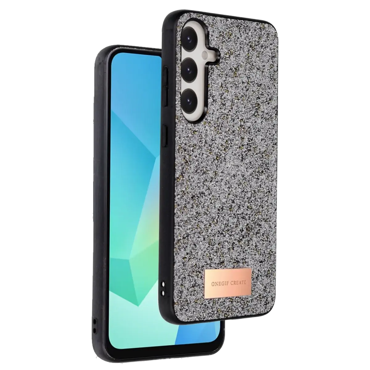 Onegif Samsung Galaxy A56 Bright Simli Kapak - Gümüş