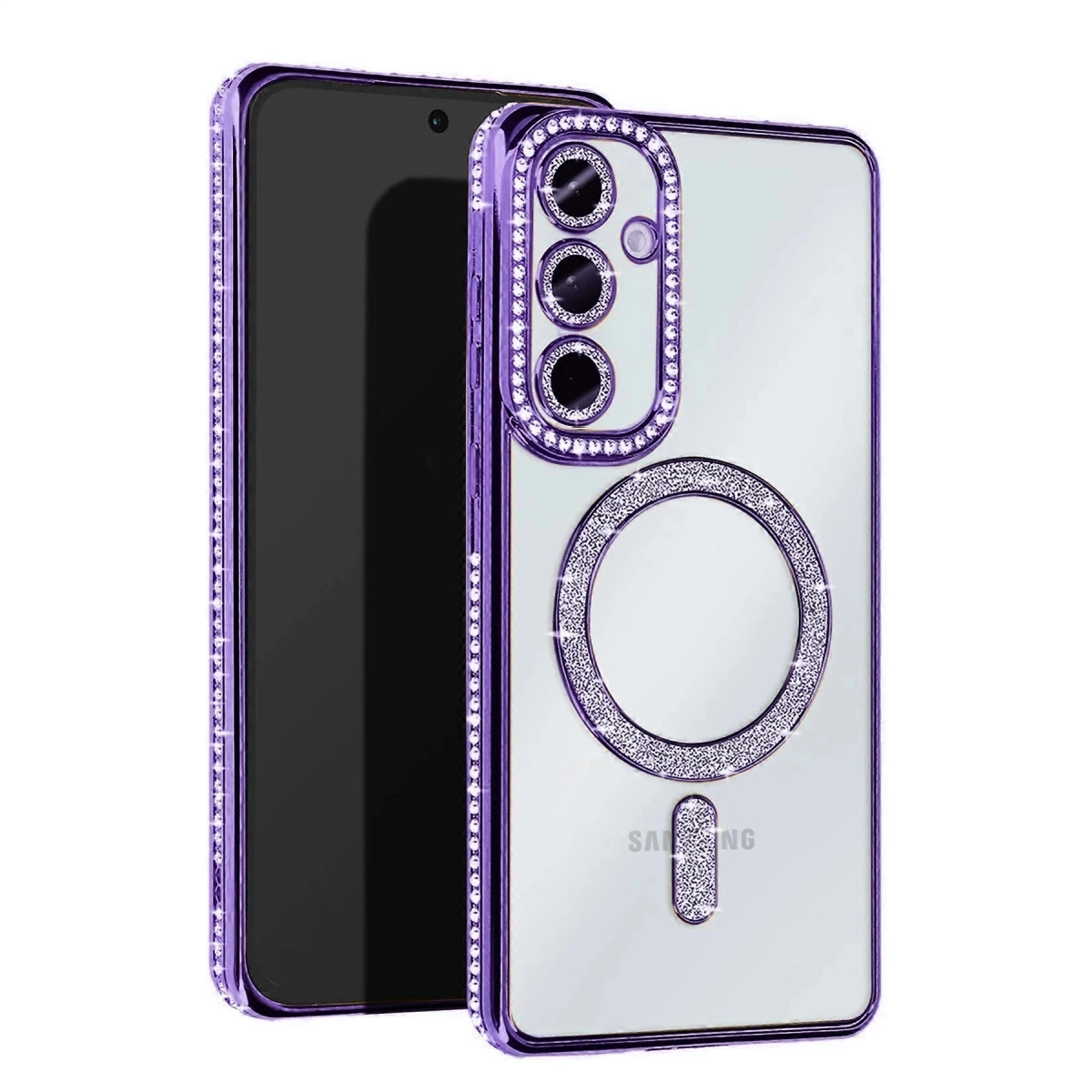 Samsung Galaxy A35 5g Joke Simli Magneticsafe Kılıf - Derin Mor