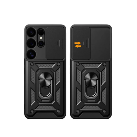Samsung Galaxy S25 Ultra Kılıf Pars Lens Yüzüklü Silikon - Siyah