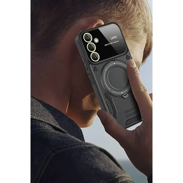 Samsung Galaxy A05S Kılıf Joy Lens Standlı Kapak - Siyah