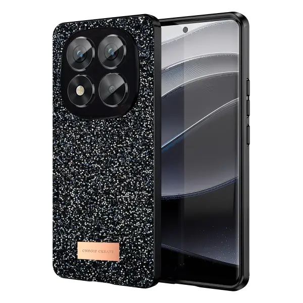 Onegif Xiaomi Redmi Note 14 Pro 5G Bright Simli Kapak - Siyah