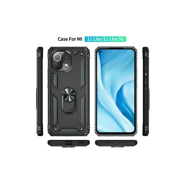 Xiaomi Mİ 11 Lite Kılıf Sofya Yüzüklü Silikon Kapak - Siyah