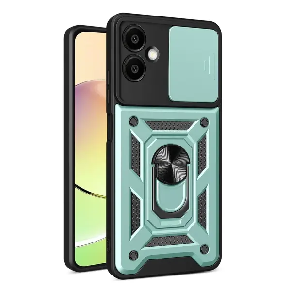 Samsung Galaxy A07 4G Pars Lens Yüzüklü Silikon - Yeşil
