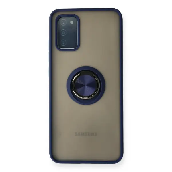 Samsung Galaxy A02S Kılıf Montreal Yüzüklü Silikon Kapak - Lacivert