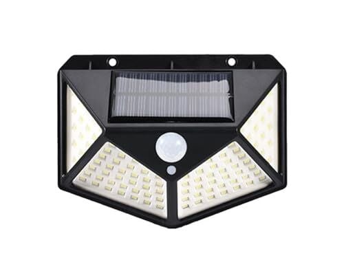 100 LED'li Güneş Enerjili Solar Duvar Apliği; 1200 Lümen Hareket Sensörlü 3 Modlu Bahçe Aydınlatması, Duvar Armatürü IP65 Su Geçirmez, 270° Geniş Açı, Siyah