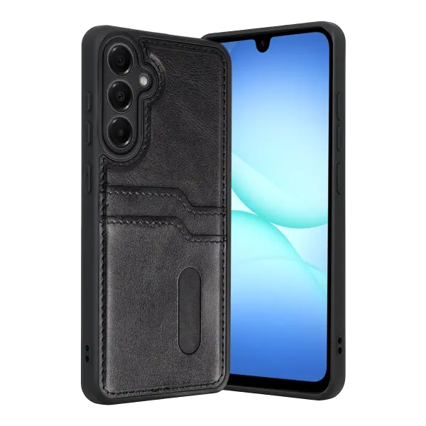 Samsung Galaxy A37 5G Sara Kartvizitli Deri Kılıf - Siyah